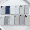 Credit ID-kaartsleuf Zak Zachte TPU-hoesjes voor iPhone 15 14 13 Pro Max 12 11 XR X XS 10 8 7 Plus Telefoon15 Fijn gat Helder kristal transparant siliconen Smart Phone achterkant