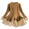 クリスマス冬の秋の女の子のドレス子供服子供es for Sパーティー長袖ニットセーター幼児211231