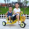 Kinder Gartenダブルペダル子供の三輪車1-8歳の自転車屋外スポーツベビーカータクシータクシータクシータンデム三輪車