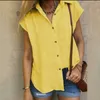 Frauen Bluse Shirt solide Kurzarm Shirt Sommer Vintage Baumwolle Damen Tops Casual Lose Plus Größe Frauen Kleidung