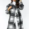 Créateur de mode femmes laine Long manteau bouton revers décontracté chaud Plaid laine veste mélanges vêtements 2022