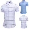 45KG120KG SUMMER NY KOREAS Fashion Mens Short Sleeve Plaid Shirt Daily Casual Button Shirts 4xl 5xl 6xl 7xl 210412