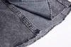 Män vår sommar denim tunn skjorta kort ärm mjuk bomull två fickor smala lätt elastiska jeans cowboy kläder3400