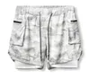 Camouflage-Doppeldeck-Shorts, atmungsaktiv, schwarz, weiß, Basketball, feuchtigkeitsableitend, modisch, für Herren, Outdoor-Sport, Freizeit, Laufen, Fitness, Tischtennis, Badminton, 1