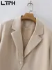 Nieregularne krótkie kobiety Blazers Dorywcze Kurtki Pojedyncze Przycisk Długi Rękaw Plising Hem Lady Suit Coat Lato 210427