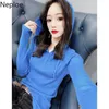 Neploe Sweatshirt Women's Pullover Thin Knitted Cropped Hoodie Jacket Spring Casual Loose Wind Korean Casual White Tops 210422
