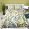 Conjuntos de ropa de cama Luxury 3d Modern Currency Impresión U.S.Con -RMB y Reino Unido Patrón de monedas de monedas Cubierta de almohada de almohada Funny Rich Men Funny