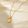 Pendant Necklaces 18k Pvd Gold Plated Stainless Steel Body Signet Necklace Dainty Long Sketch Series Square