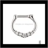 Rings Studs Jewelry Surgical Steel Septum Clicker Ring Punk Women Men Zircon Nose Hoop Body Ps0894 6Nfpc