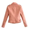 Solid PU Faux Lederen Jas Jas Vrouwen Mode Lange Mouw Rits MotorCyle Jassen High Street Dames Bovenkleding Tops 210515