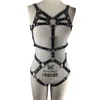 Sexy vrouwen lederen harnas riem volledige lichaam bondage bretels bdsm goth lingerie verstelbare fetish punk ribbelse bras sets