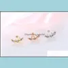 Dingle ljuskrona juvelryhög kvalitet anti allergiska rena sier smycken daisy blommor front och bakre tvåsidiga studörhängen örat nagel koreanska
