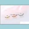 Dangle Chandelier Jewelryhigh Quality Anti Allergic Pure Sier Jewelry Daisy Flower Front And Back Two Sided Stud Boucles d'oreilles Oreille Nail Coréen