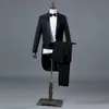 Weißer Hochzeitsbräutigam-Smoking-Schwalbenschwanzmantel für Männer Slim Fit 4-teiliger Anzug (Jacke + Hose + Blet + Krawatte) Party-Bühnensänger-Prom-Kostüme X0909