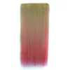 Extensions de cheveux synthétiques à clips de 22 pouces, trames lisses en soie à haute température, décolorées et teintées, MR5SH011263507