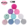 Fkisbox 100PC Silicone Baby Teether Bead Round 12mm Chewing Perles Loose Beads Silicon Teething a Free 210909