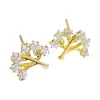 Stud 1 Pair Stylish Shining Ear Studs Leaf Shape Rhinestone Jewelry Shiny All Match Earrings Women Fashion Accessories