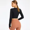 L-128 przycięta bluza z kapturem Slim Fit bluzy strój do jogi moda cały mecz topy sportowe kurtka damska płaszcz rekreacyjny z długim rękawem koszule do biegania