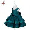 Yoliyolei Детские платья для девочек Милый пирог Детская одежда Детская вечеринка Платье для вечеринки Зеленая красная голубая Baby Girl Одежда для 2-5Y G1218
