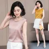 Korean Version Sleeveless Top Outer Wear Silk shirts Blouse Woman Satin Inner Primer Loose blouse woman 9173 50 210508