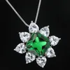 Fashion Mosang Diamond Micro-ingelegde zirkonium Zonnebloem Pendant Simple Green Square Diamond ketting Vrouw rechtstreeks