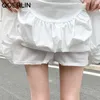 ホワイトプリンセススカート韓国の女性夏のハイウエストの芽短いカワイニミニタツゥプラスサイズの弾性Saia 210601