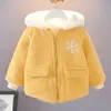 Zima Dziecko Kurtki Dla Niemowląt Gruby Płaszcze Dziewczyny Ciepłe Kapturzowe Aksamitne Kurtki Dzieci Odzież Odzież 0-4 Y Toddler Baby Snowsuit H0909