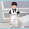 Baby Baby Maternity Kids Summer 2Pcs Short Sleeve Blazer Shorts Boys Formal Suits Childrenwedding Clothing Sets Prom Performance C4107022