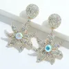 Boucles d'oreilles pendantes en forme d'étoile de mer pour femmes, breloque de luxe, strass brillant, cristal doré, métal, bijoux de fête