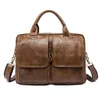 Briefcases 2021 Genuine Leather Men Bag Briefcase Fashion Man Business Crazy Horse Skin Laptop Large Capacity Designer High Quality