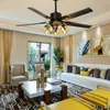 Ceiling Fans Black Vintage Fan With Lights Remote Control Ventilador De Techo Living Room Bedroom Light Lamp E27 Bulbs