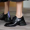 AllBinEFO Moda Rahat Hakiki Deri Kalın Topuklu Kadın Ayakkabı Marka Yüksek Topuklu Ofis Bayanlar Ayakkabı Kadın Topuklu Boyutu: 33-42 210611