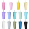 VASOS Vasos acrílicos de colores mate de 22 onzas con tapas y pajitas Vasos reutilizables de plástico de doble pared