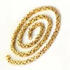 Collar de cadena bizantina cuadrada de acero inoxidable de 5 mm, pequeño, de 18 a 32 pulgadas, cadenas de oro amarillo