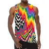 Uney Färg Block Tank Toppar Ärmlös Tees Psychedelic Summer Beach Vest Men / Kvinna Skjorta Pojkar Rainbow Round Neck