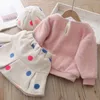 Girl Winter Clothes Thick Girls Outfits Peter Pan Collar Hoodie+dot Pleated Skirt+hat 3pcs E94051 210610