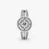 Anillo de doble Halo brillante de Plata de Ley 100% 925 para mujer, anillos de compromiso de boda, joyería de moda