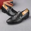 2021 Fashion Pointed crocodile pattern Slip On Casual Flats Oxford Homecoming Shoes For Men Charm Wedding Dress Prom Footwear