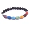 Arbre de vie Charms Guérison 7 Chakras Ovale Pierre de Lave Bracelet de Perles Diffuseur d'Huile Essentielle Bracelets Cordes à Main pour Femmes Hommes