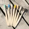 Novas escovas de dentes de viagem Escovas de dentes de madeira macia Escova de dentes de nylon Bambu Punho Arco-íris Bambu Toothbrushes