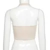 hirigin Sexy Safety Pin Crop Tops Women 2020 Summer White Ribbed Bodycon Cropped Tank Top Woman Tshirts Club Wear Y0622