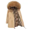 maomaokong Natural Rabbit Fur Women Long Parkas Real Coat Winter Jacket natural raccoon fur collar parka DHL free shipp 210923
