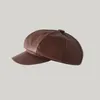 Winter Autumn 8 Panels Newsboy Hats Caps for Women, PU Leather Plain Cabbie Painter Hat Beret Cap TX0136