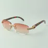 Direct sales micro-paved diamond sunglasses 3524026 with peacock natural wood temples designer glasses, size: 56-18-135 mm