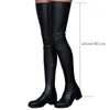 Boots Women Shoes Black Thigh High Autumn Pu Leather Low Heel Comfortable Over The Knee Waterproof Ladies