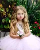 Fashion Red Girl Christmas Robe Backless Sequins Mesh Sans manches Hobes de fleur de fille d'été Robes Child Robes Q0716