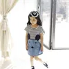 Miłość DDMM Girls Sukienki Dzieci Nosić Cute Girl Słodkie Modele Zwierząt Stitching Stripe Splice Dress 210715