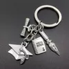 Keychains Metal Key Ring Tree Pen Cap Book Keychain Certificate Souvenir Bachelor Hat Class Badge Accessories Cute For Women Men