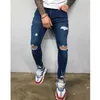 Mens jeans svart blå cool skinny rippad stretch smal elastiska denim byxor stor storlek för manlig vår sommar höst hip hop 211009