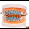 Grillz、Dental Body Drop Delivery 2021 Luxury Designer Jewelry Mens Hip Hop Dents Teeth Grillz Iced Out Diamond Grills Rock DJ Rapper Bling S